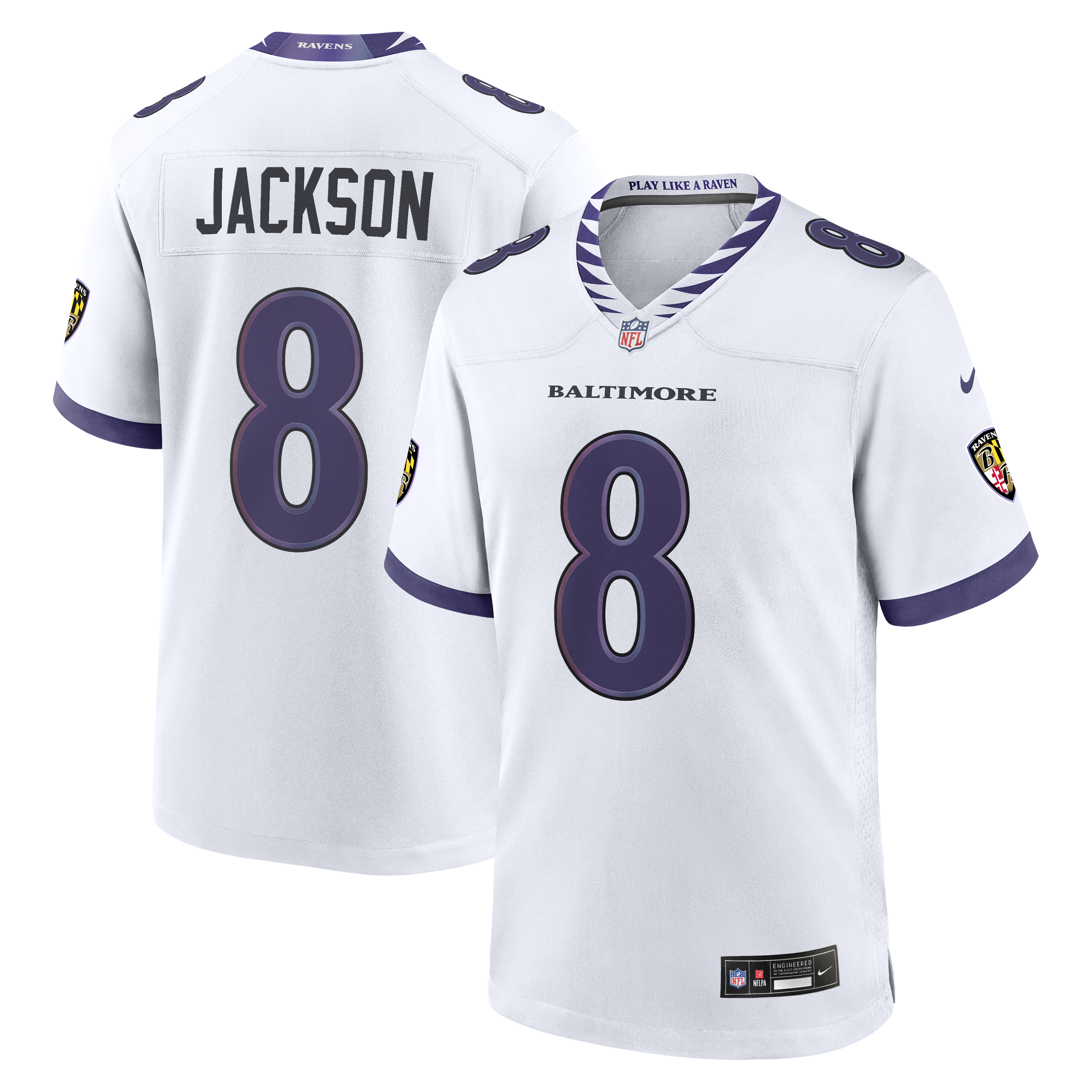 Women's Lamar Jackson #8 Baltimore Ravens Game Jersey - White | ProGear Kits