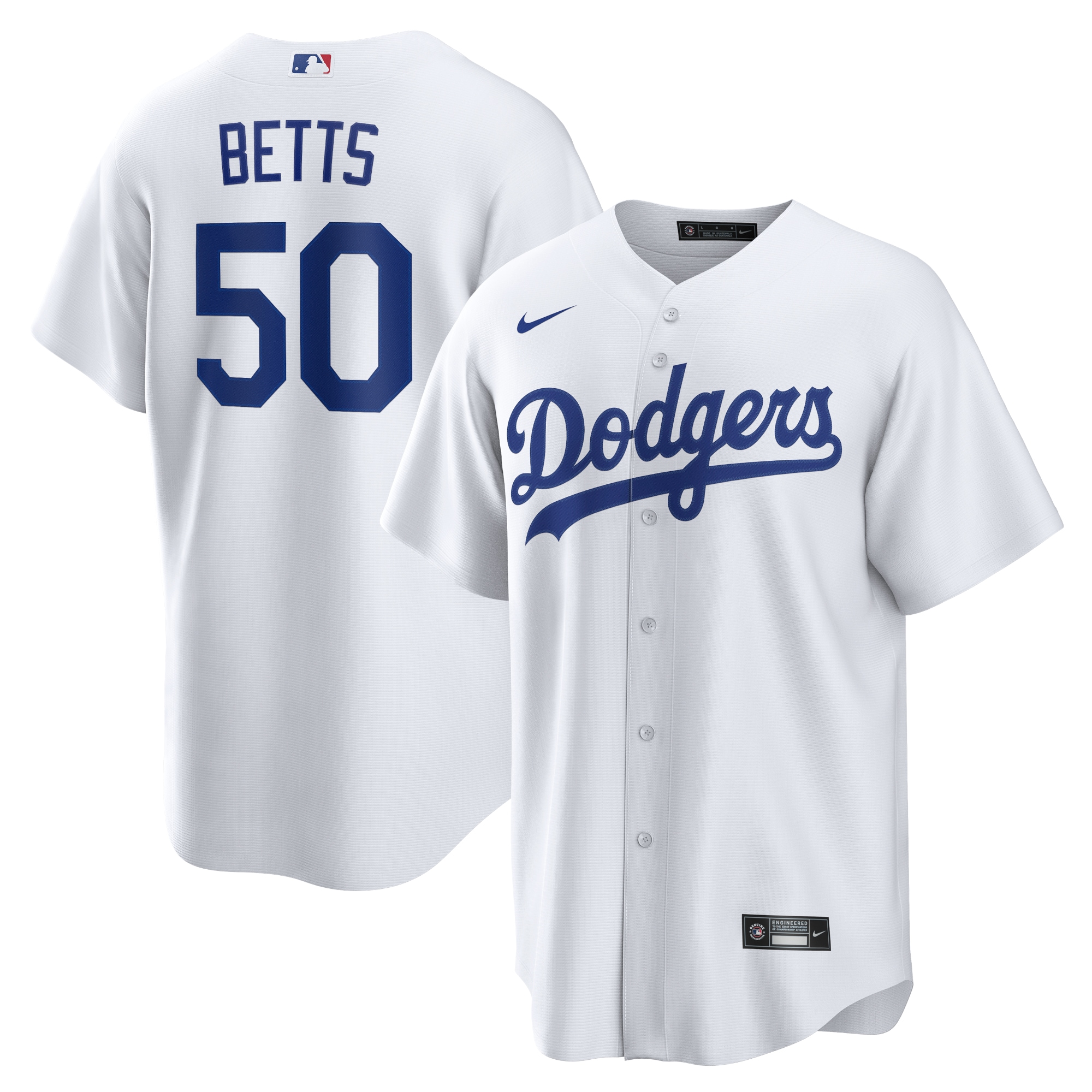 Mookie Betts #50 Los Angeles Dodgers Home MLB Jersey - White | ProGear Kits