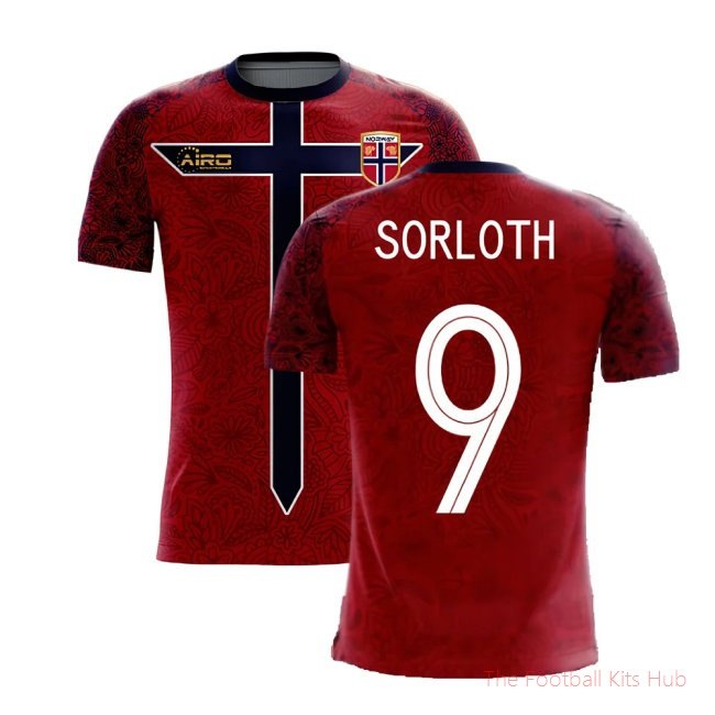 Norway 2025/26 red home football kit with Sorloth 9