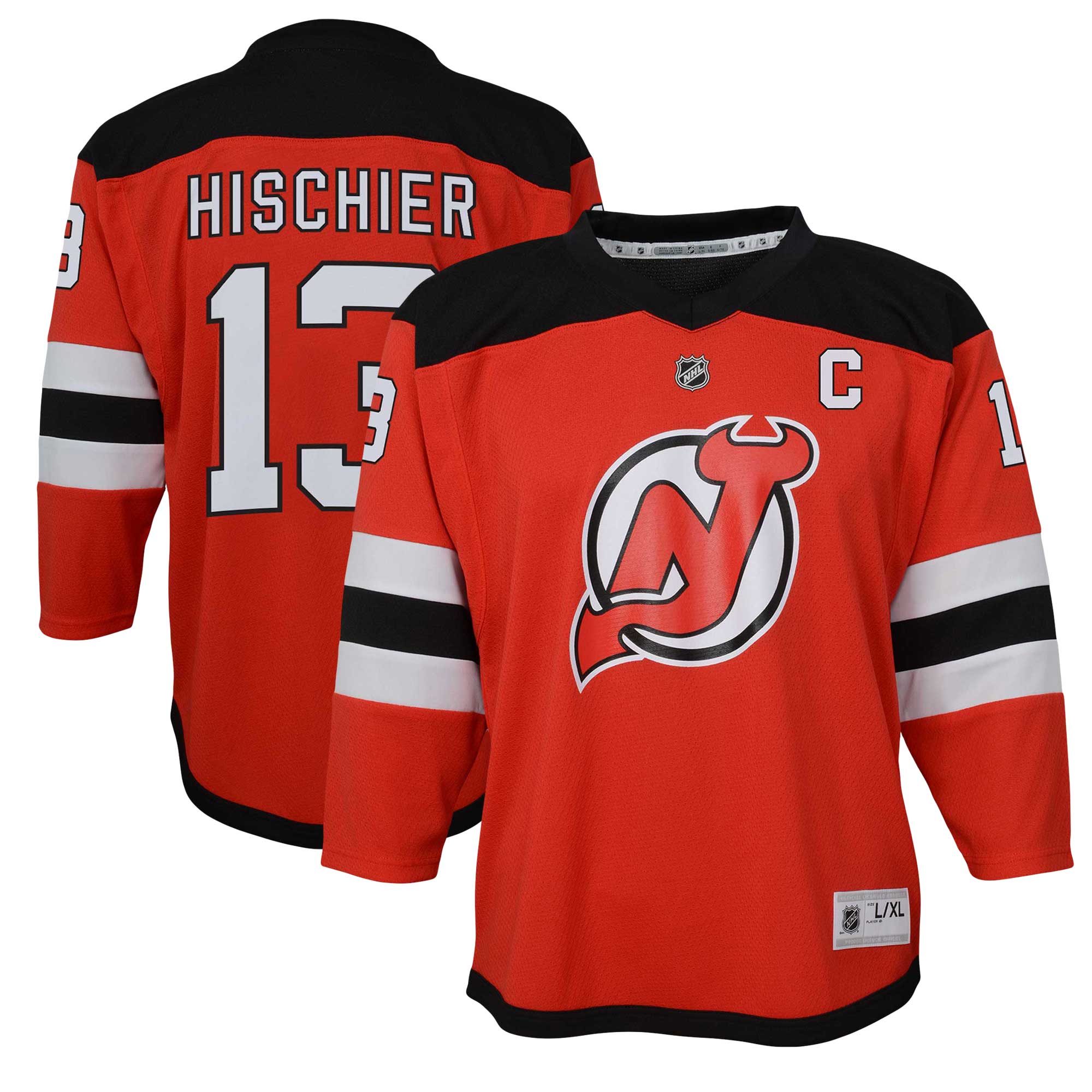 Nico Hischier New Jersey Devils Captain Patch Home Replica Player Jersey - Red | ProGear Kits