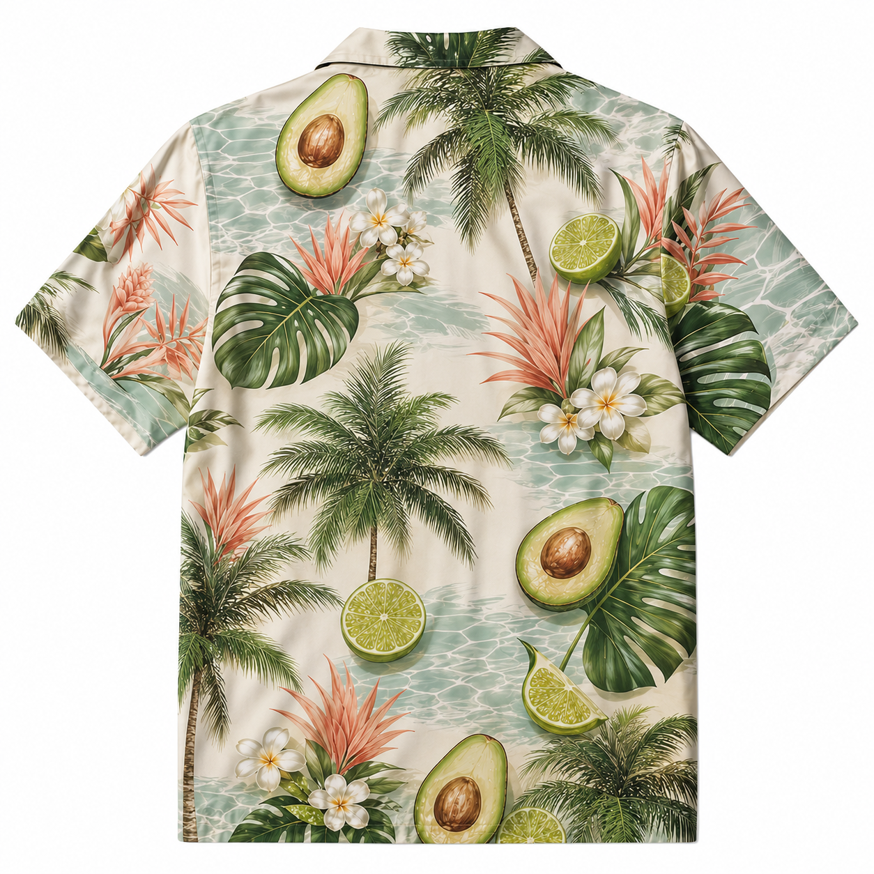 Summer Tropical Print Short Sleeve Beach Shirt -17
