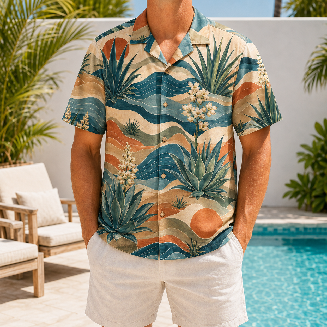 Summer Tropical Print Short Sleeve Beach Shirt -56