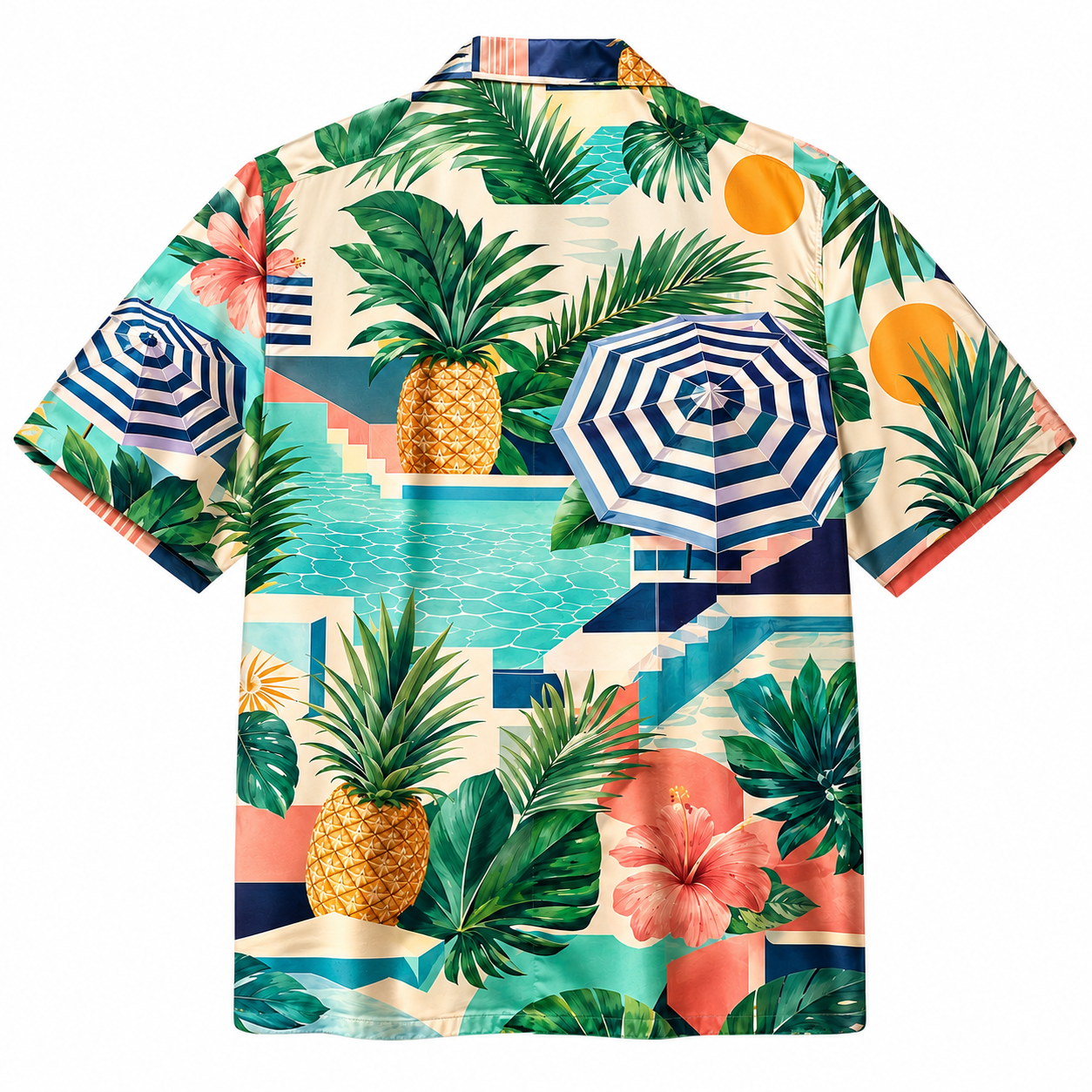 Summer Tropical Print Short Sleeve Beach Shirt -81