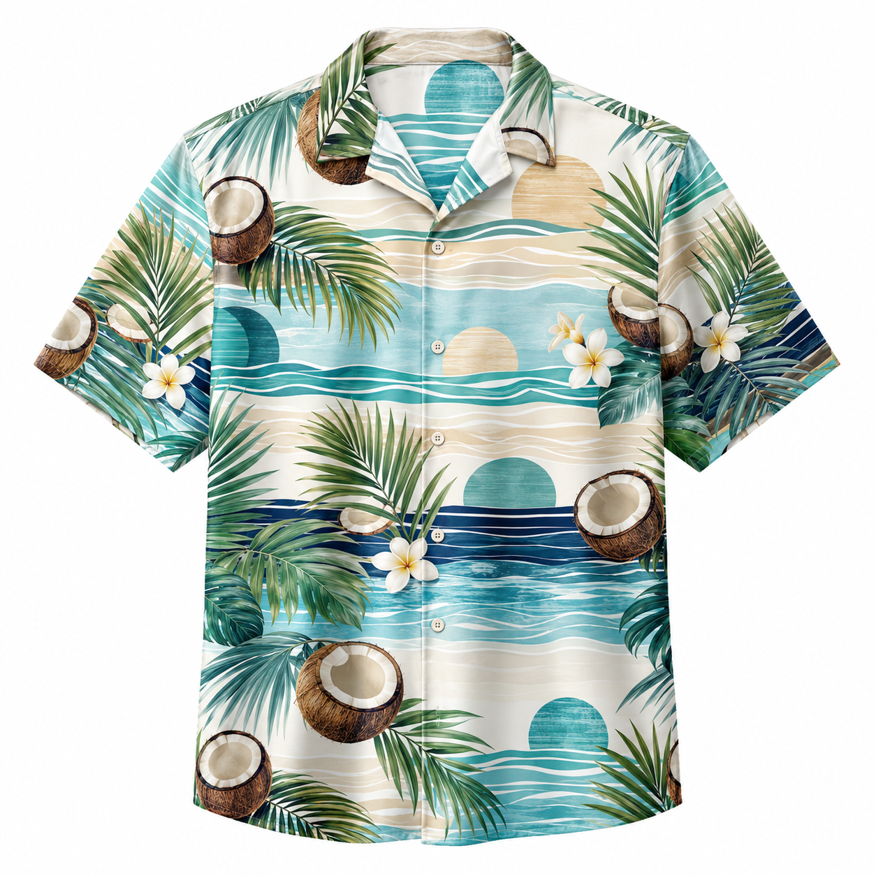 Summer Tropical Print Short Sleeve Beach Shirt -65