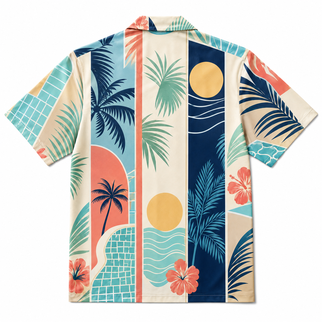 Summer Tropical Print Short Sleeve Beach Shirt -41