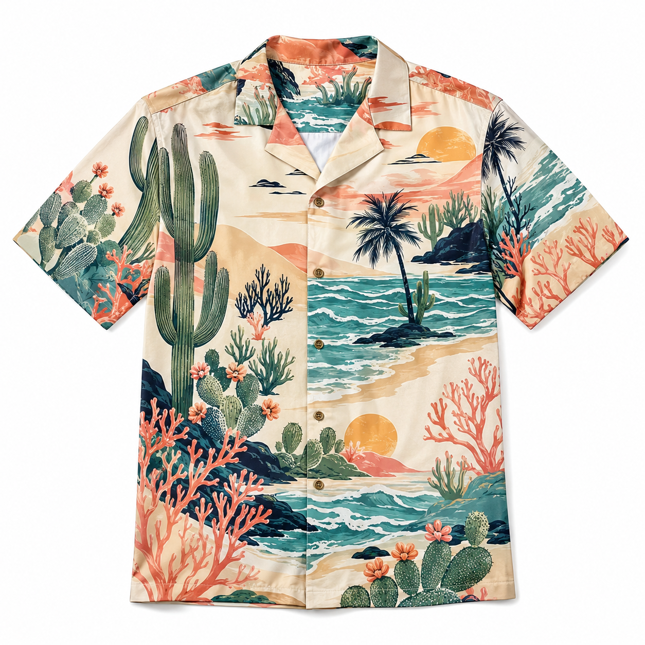 Summer Tropical Print Short Sleeve Beach Shirt -69