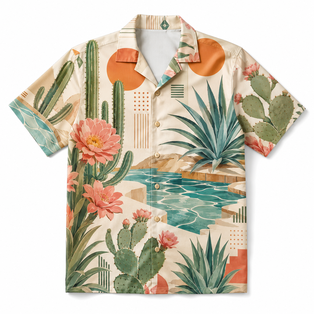 Summer Tropical Print Short Sleeve Beach Shirt -29