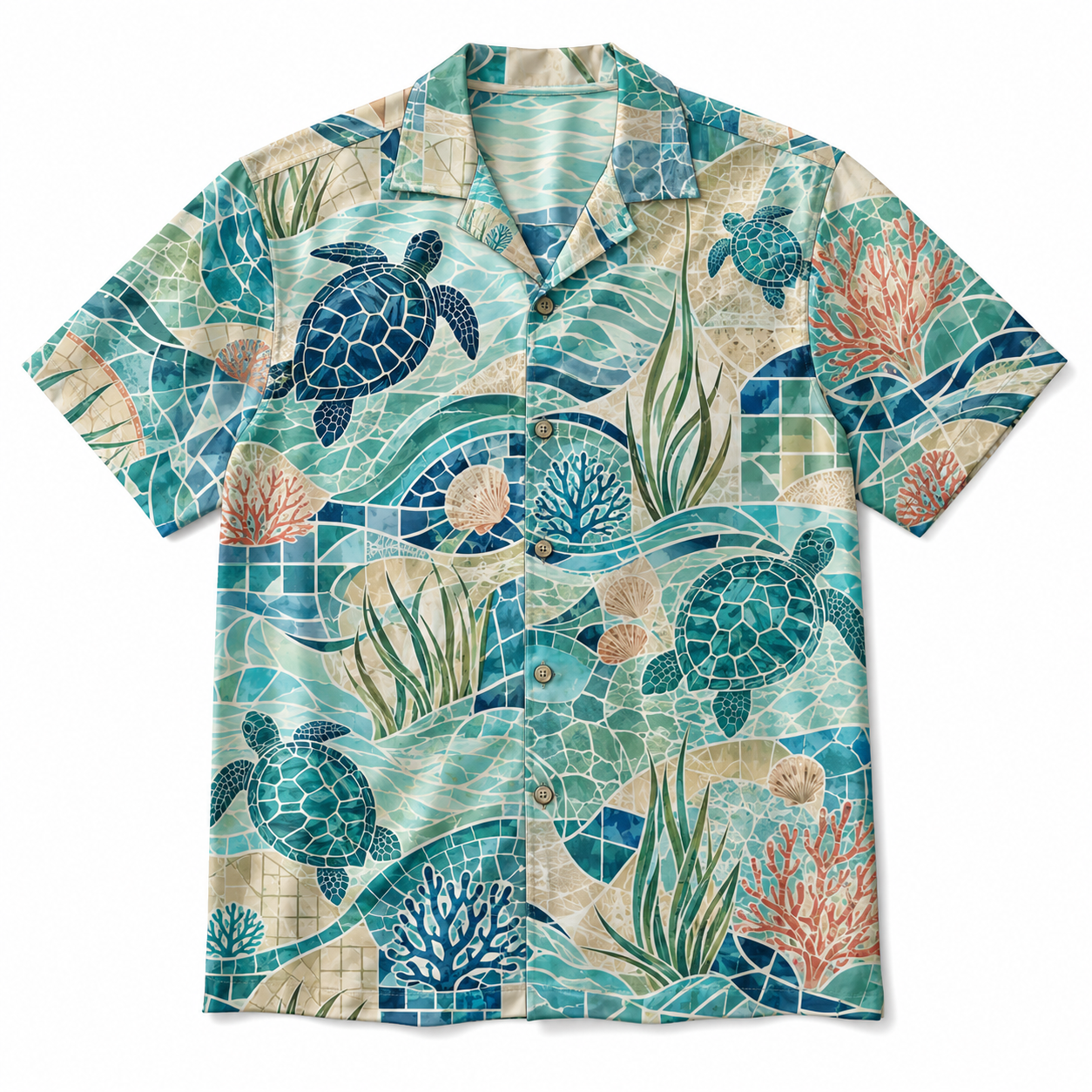 Summer Tropical Print Short Sleeve Beach Shirt -80