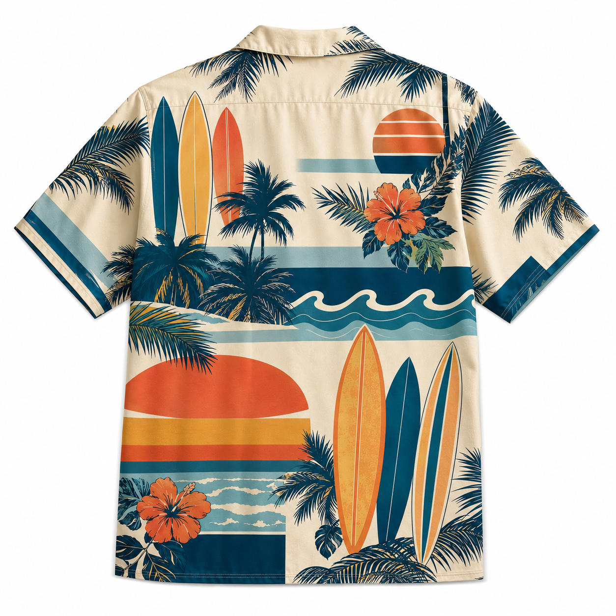 Summer Tropical Print Short Sleeve Beach Shirt -31