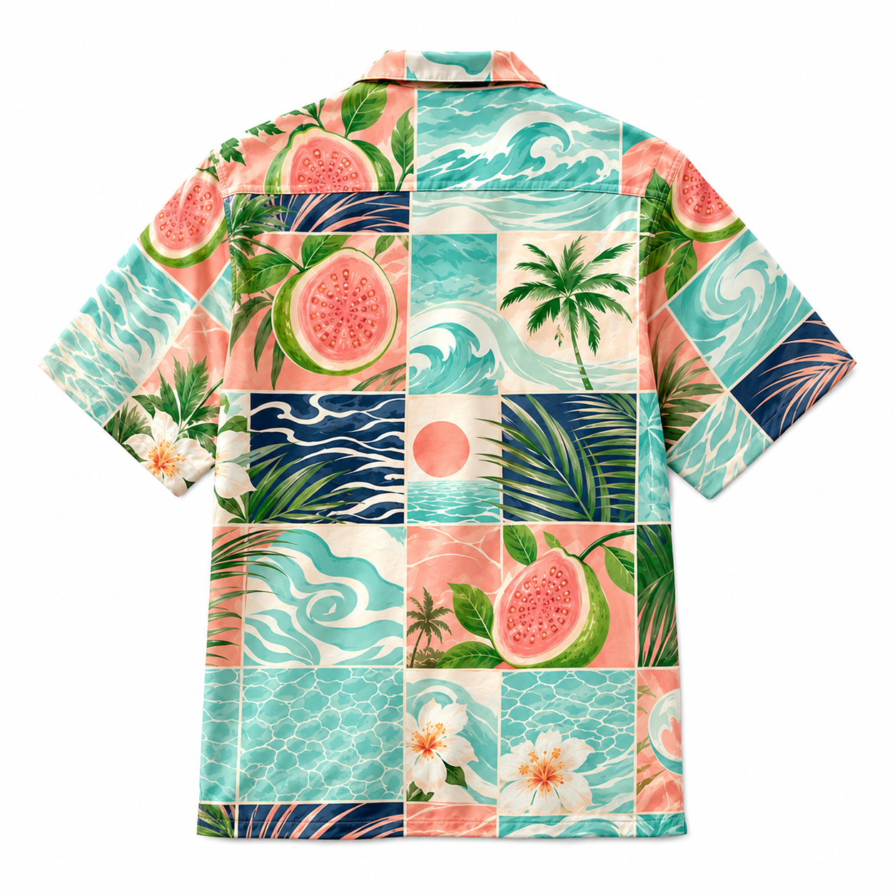 Summer Tropical Print Short Sleeve Beach Shirt -72