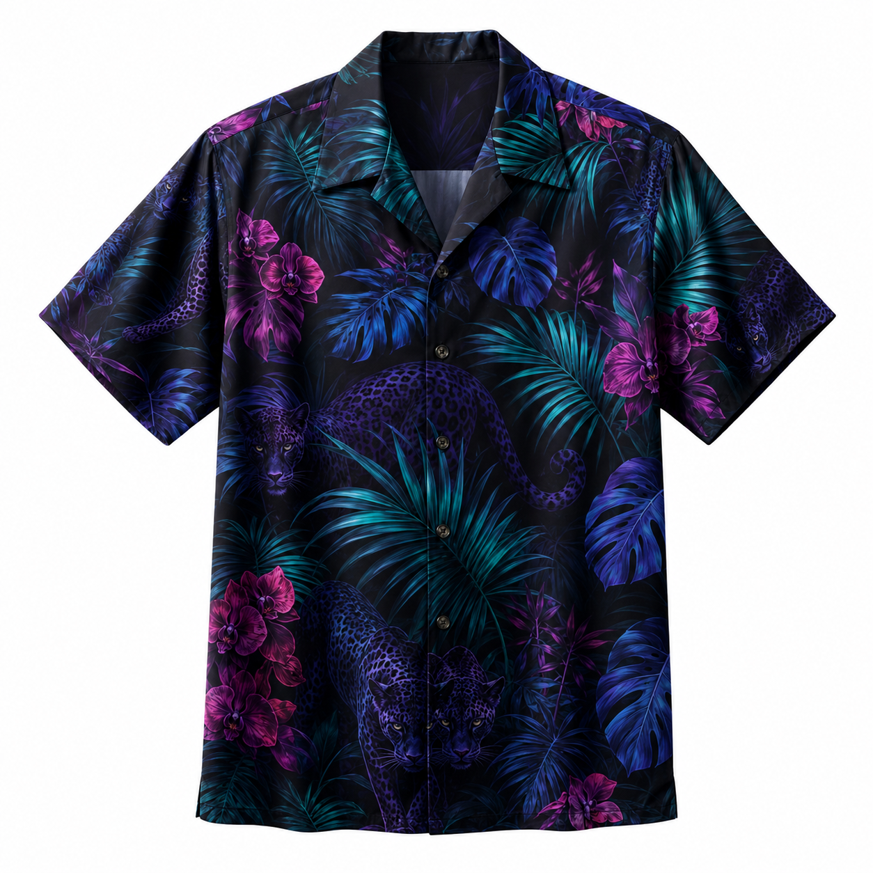 Summer Tropical Print Short Sleeve Beach Shirt -12