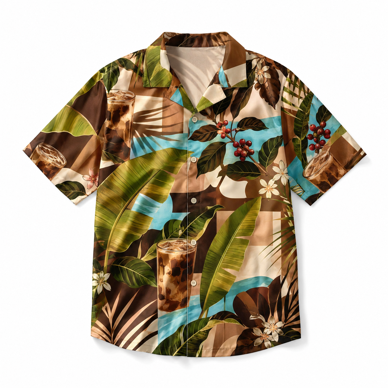 Summer Tropical Print Short Sleeve Beach Shirt -36