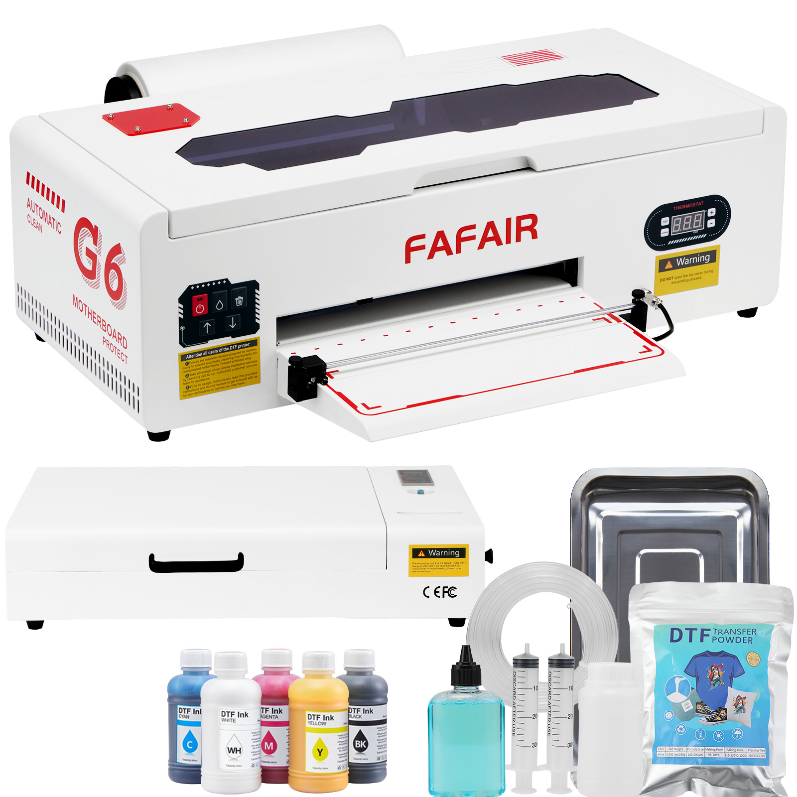 FAFAIR A3 L1800 DTF Printer with 6 Smart Upgrades, DTF Printing Machine with White Ink Mixing System & Auto Clean, High Speed Production DTF Printer Bundles for Apparel Shoes Hats, (L1800+Oven)