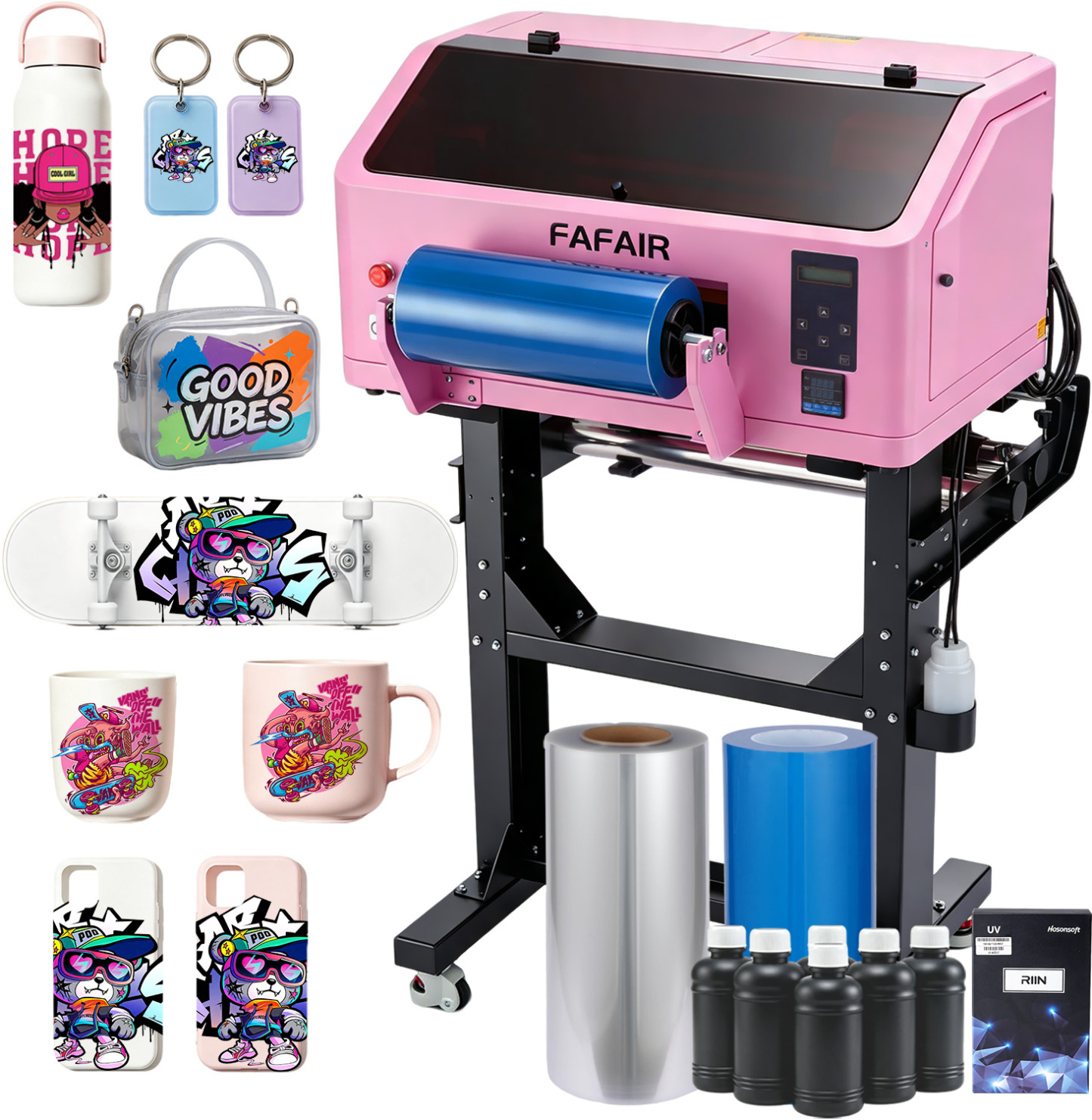 FAFAIR A3 UV DTF Printer with Dual XP600 Printheads for 300+ Materials 