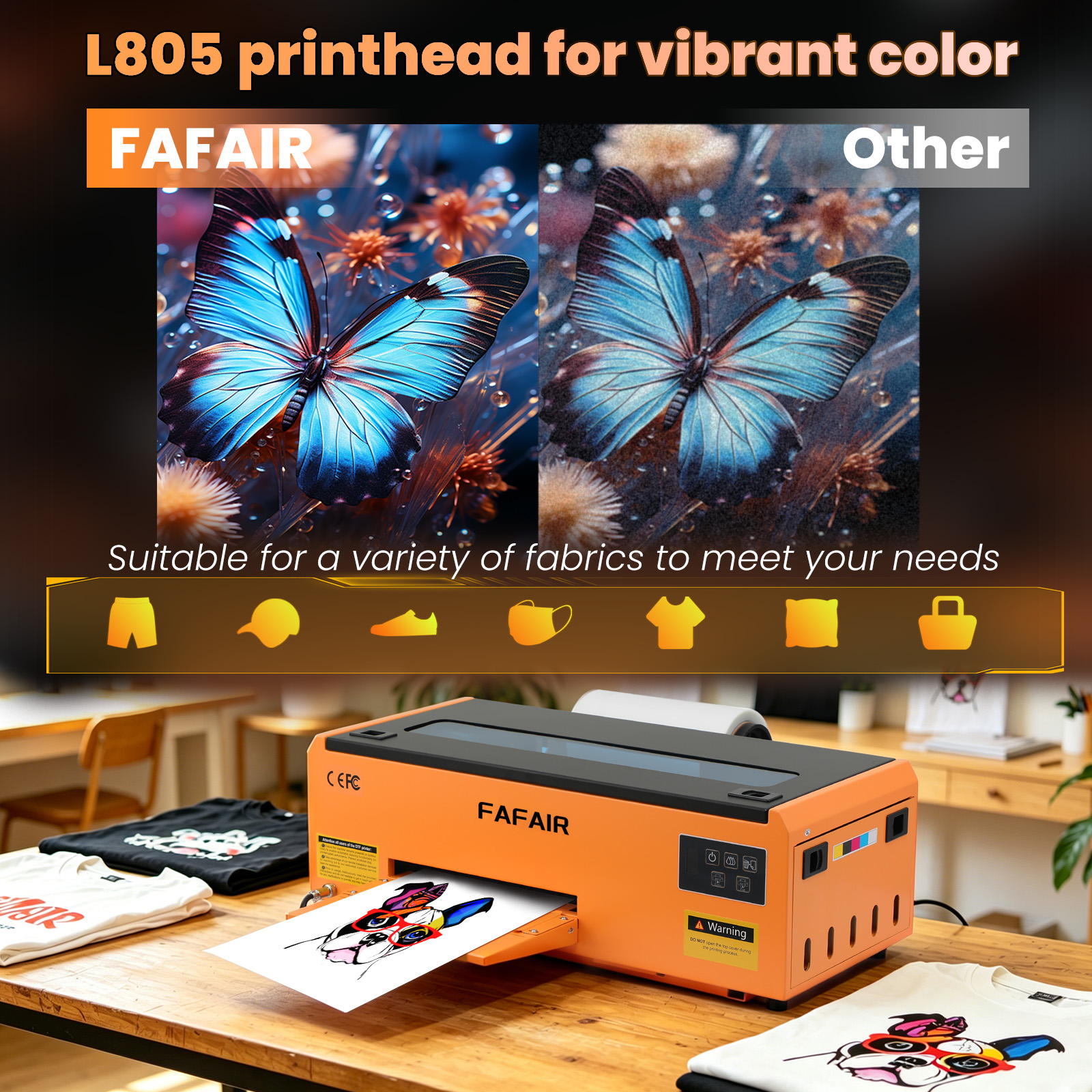 FAFAIR A4 L805 DTF Printer with Oven, Easy to Maintain Printer Machine with Anti-Clogging & Auto-Cleaning Technology for DIY Design Includes Software Consumable 
