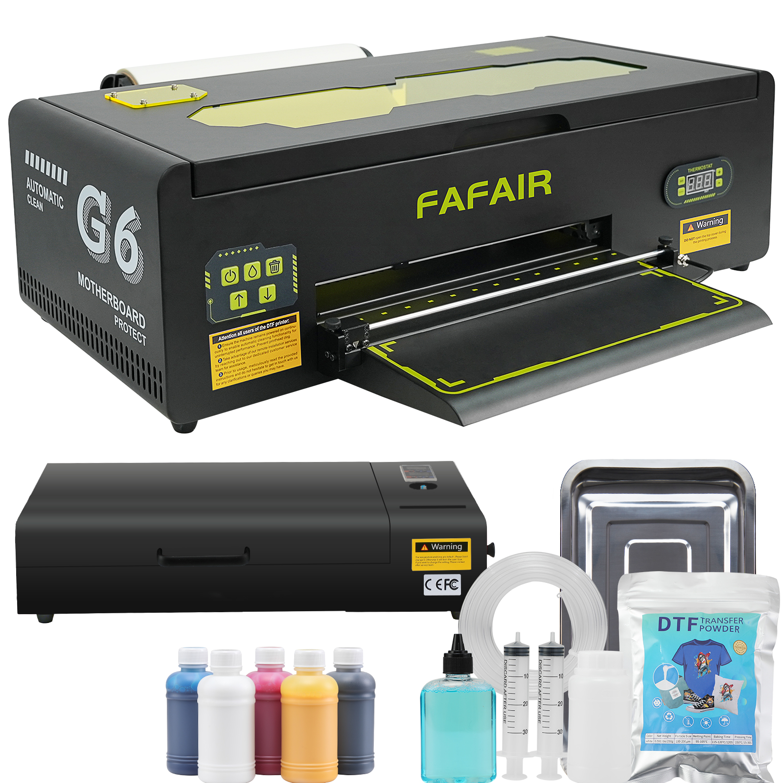 FAFAIR A3 L1800 DTF Printer with 6 Smart Upgrades, DTF Printing Machine with White Ink Mixing System & Auto Clean, High Speed Production DTF Printer Bundles for Apparel Shoes Hats, (L1800+Oven) 