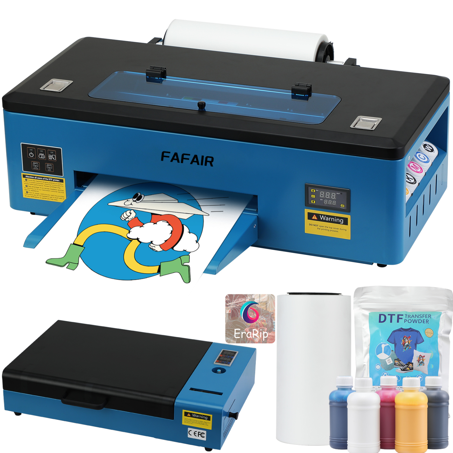 FAFAIR A3 L1800 DTF Printer, DTF Transfer Machine with White Ink Mixing System & Auto Clean, High-Speed DIY Print Machine with Software, Powder, 5 x 250ml Ink, and 1 x Roll of Film(L1800+Oven) 