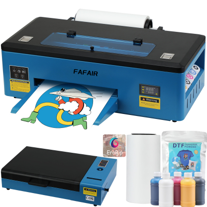 FAFAIR A3 L1800 DTF Printer, DTF Transfer Machine with White Ink Mixing System & Auto Clean, High-Speed DIY Print Machine with Software, Powder, 5 x 250ml Ink, and 1 x Roll of Film(L1800+Oven) 