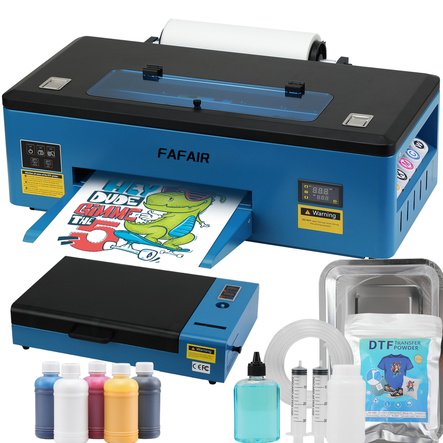 FAFAIR A3 L1800 DTF Printer, DTF Transfer Machine with White Ink Mixing System & Auto Clean, High-Speed DIY Print Machine with Software, Powder, 5 x 250ml Ink, and 1 x Roll of Film(L1800+Oven) 