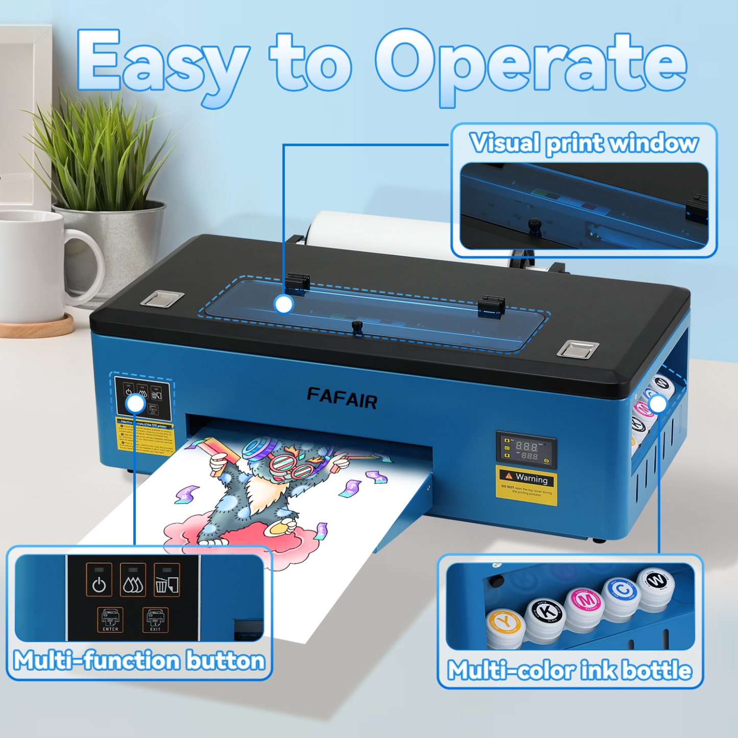 FAFAIR A3 L1800 DTF Printer, DTF Transfer Machine with White Ink Mixing System & Auto Clean, High-Speed DIY Print Machine with Software, Powder, 5 x 250ml Ink, and 1 x Roll of Film(L1800+Oven) 