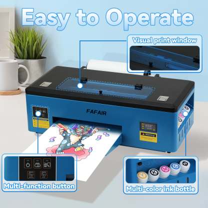 FAFAIR A3 L1800 DTF Printer, DTF Transfer Machine with White Ink Mixing System & Auto Clean, High-Speed DIY Print Machine with Software, Powder, 5 x 250ml Ink, and 1 x Roll of Film(L1800+Oven) 