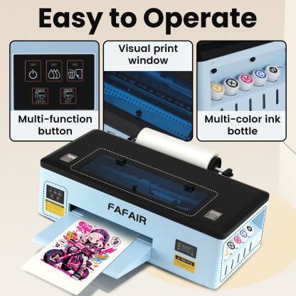 FAFAIR A3 R1390 DTF Printer with Oven, DTF Printer Machine with White Ink Mixing System & Auto Clean, High-Speed Custom Printing and DIY Design 
