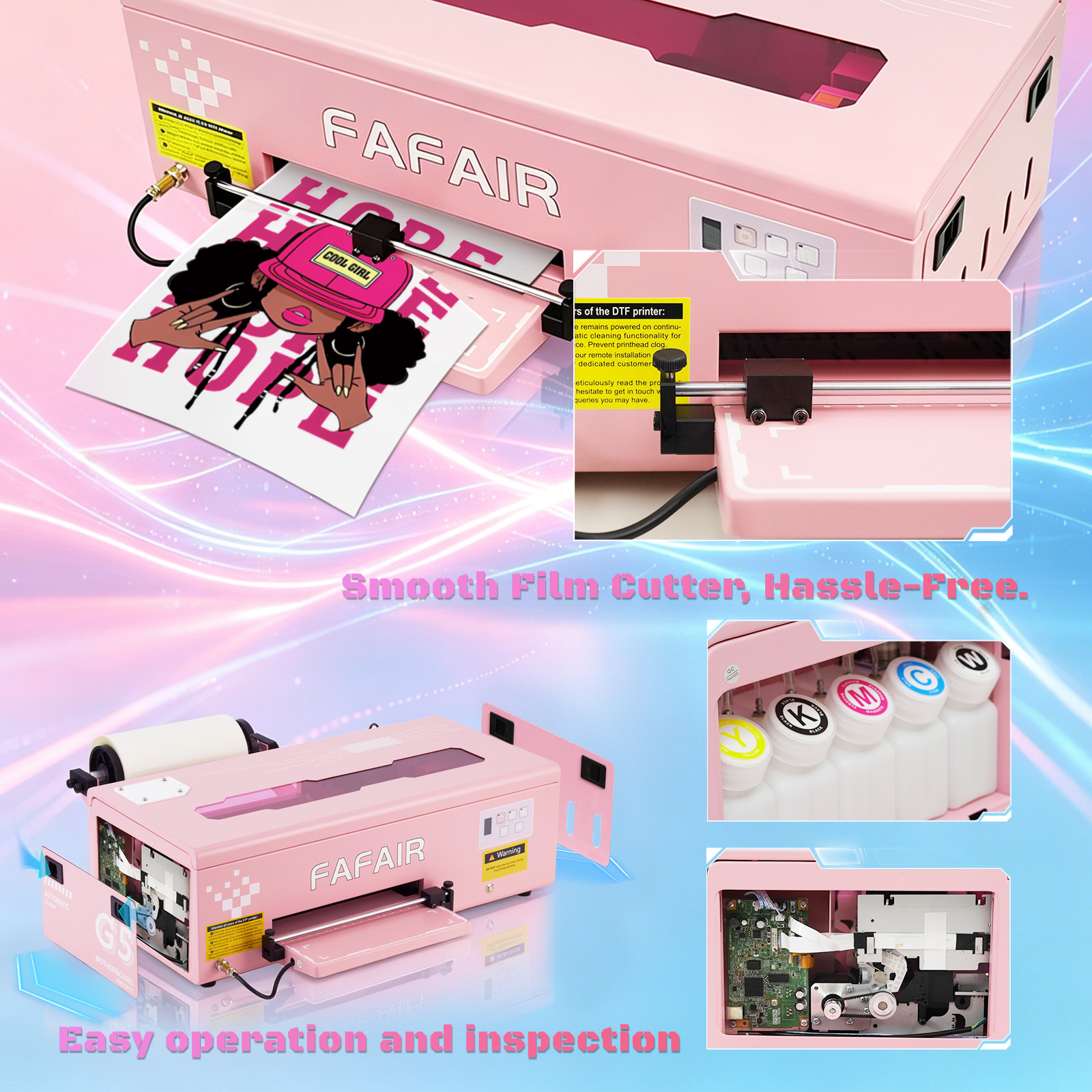 G5A4 L805 DTF Printer, Auto-Cleaning Transfer Machine with White Ink Mixing | Easy to Maintain DTF Printer Machine with Anti-Clogging & Auto-Cleaning, High Precision Printing for Small Business T-Shirts 