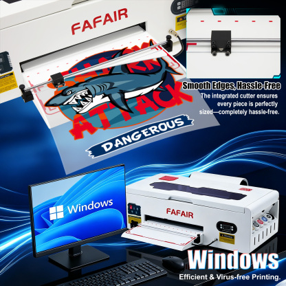 FAFAIR A3 L1800 DTF Printer with 6 Smart Upgrades, DTF Printing Machine with White Ink Mixing System & Auto Clean, High Speed Production DTF Printer Bundles for Apparel Shoes Hats, (L1800+Oven) 