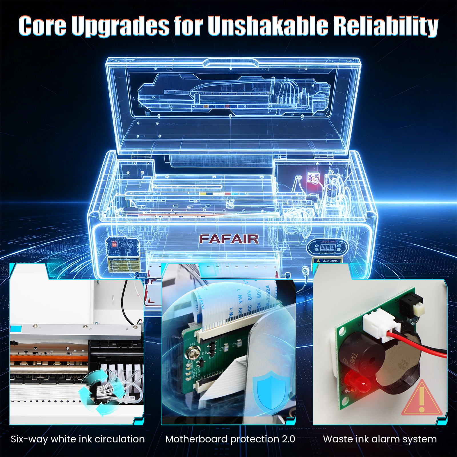 FAFAIR A3 L1800 DTF Printer with 6 Smart Upgrades, DTF Printing Machine with White Ink Mixing System & Auto Clean, High Speed Production DTF Printer Bundles for Apparel Shoes Hats, (L1800+Oven) 
