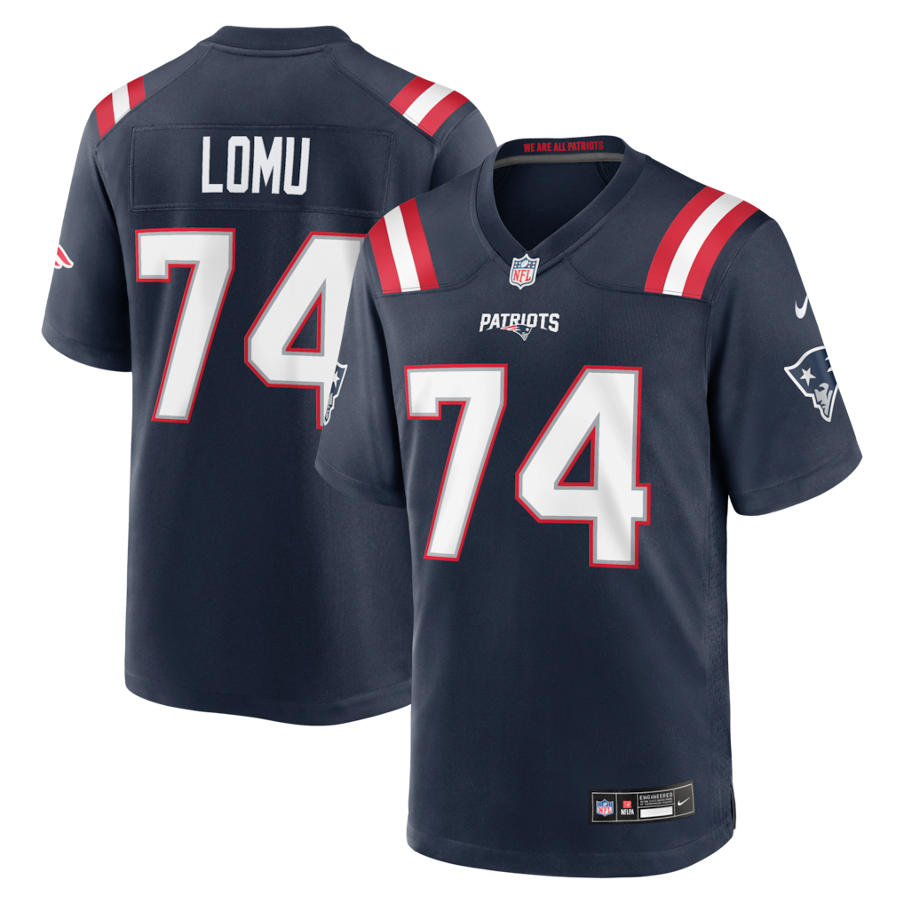 Caleb Lomu 28 Patriots 2026 Draft Men Jersey - Navy Blue Football Shirt