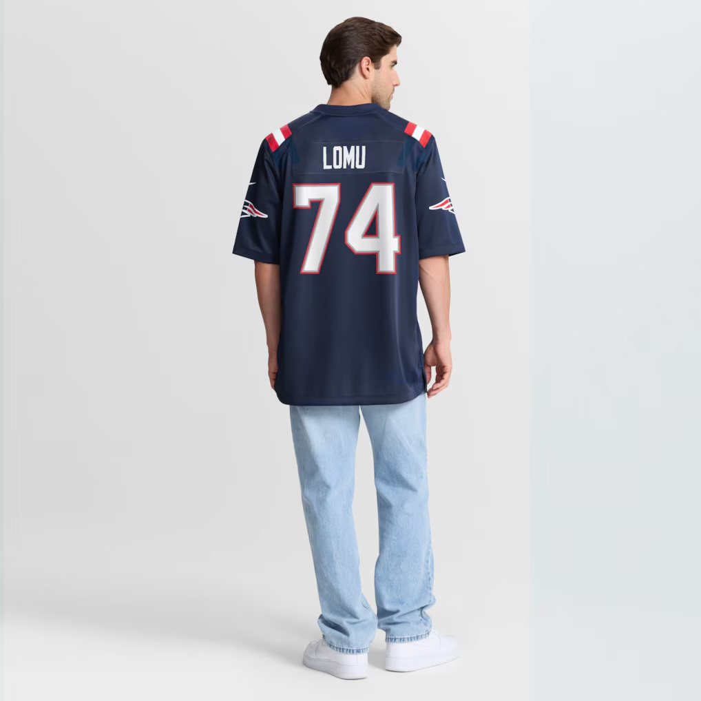 Caleb Lomu 28 Patriots 2026 Draft Men Jersey - Navy Blue Football Shirt