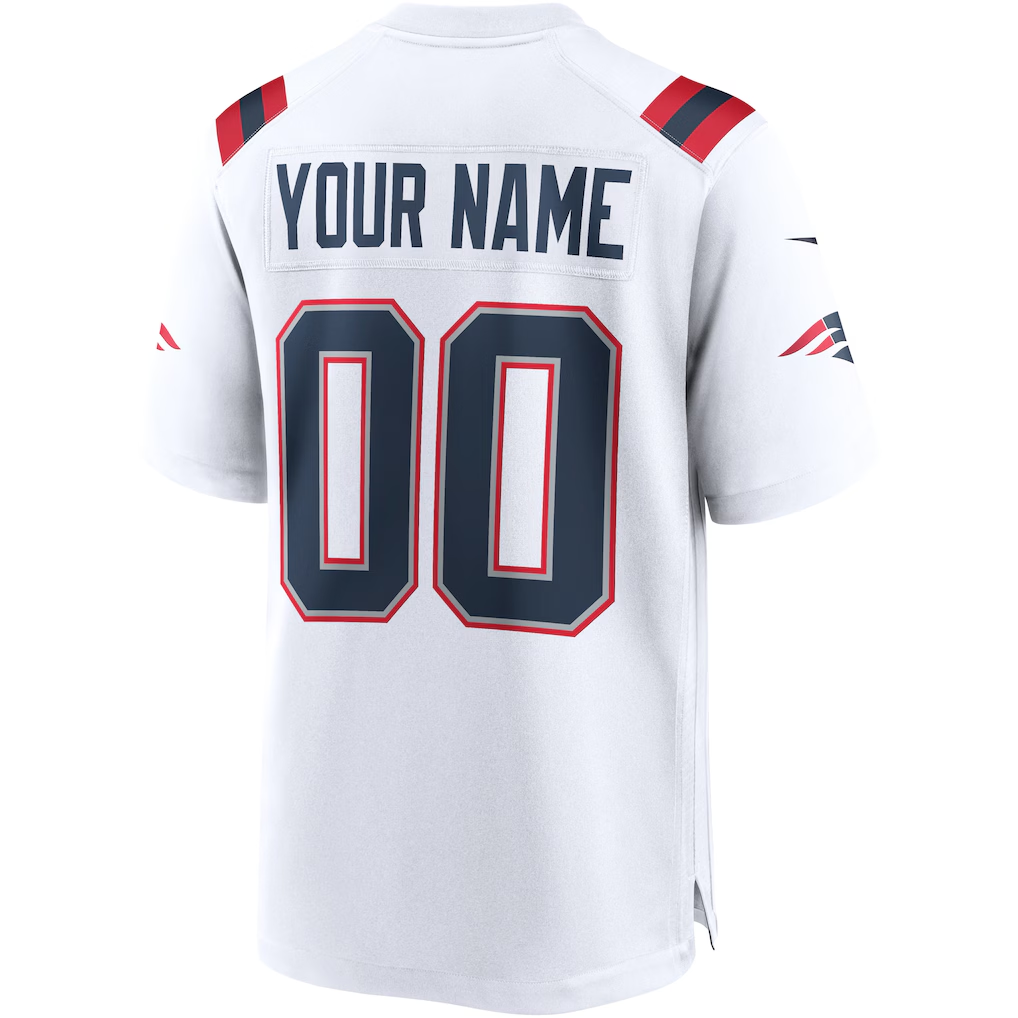 Custom New England Patriots White Jersey | Breathable Mesh Away Football Apparel