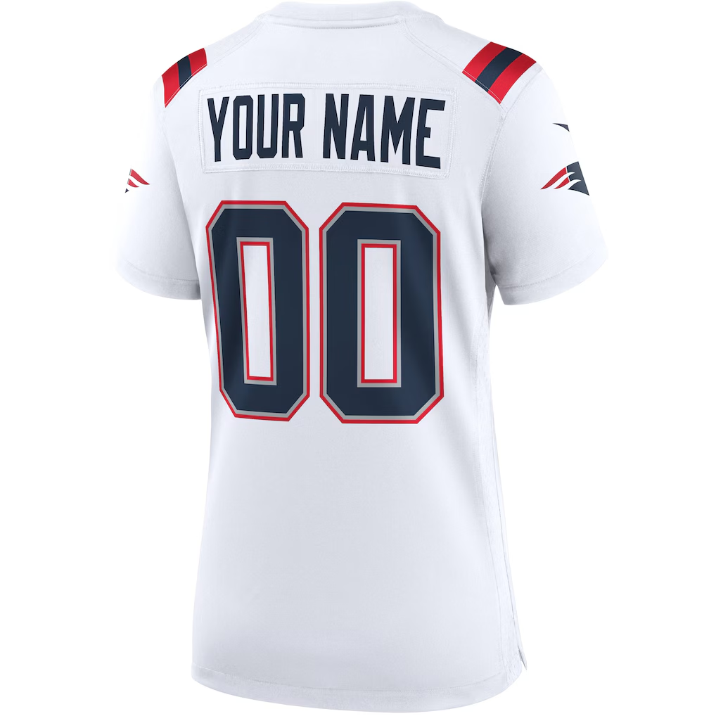 Custom New England Patriots White Jersey | Breathable Mesh Away Football Apparel