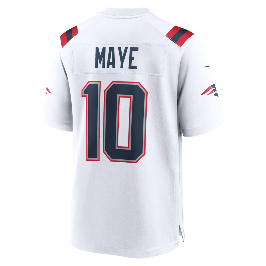 New England Patriots Drake Maye White Road Game Jersey | Lightweight Fan Gear