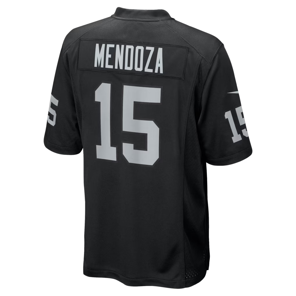 Las Vegas Raiders Fernando Mendoza Black 2026 NFL Draft First Round Pick No. 1 Team Game Jersey