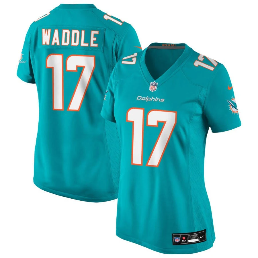 Jaylen Waddle Miami Dolphins Women's 2025 Rivalries Collection Game Jersey - Pitch Blue