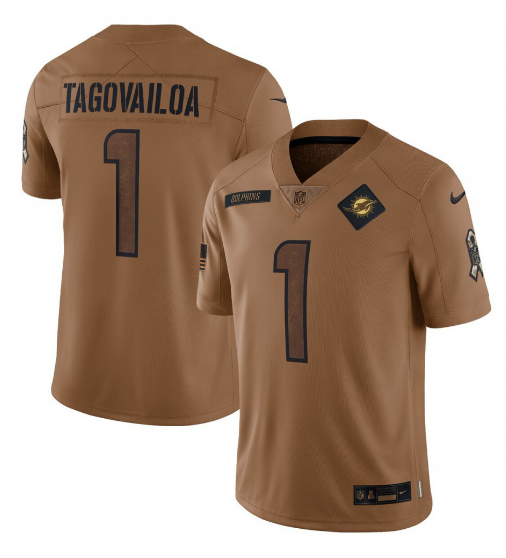 Tua Tagovailoa Miami Dolphins 2023 Salute To Service Limited Jersey - Brown