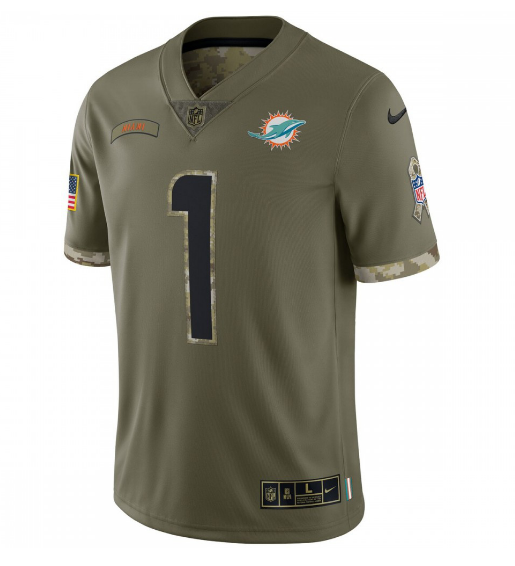 Tua Tagovailoa Miami Dolphins 2022 Salute To Service Limited Jersey - Olive