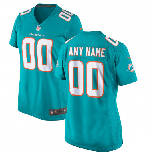 Miami Dolphins Women's Custom Game Jersey - Aqua