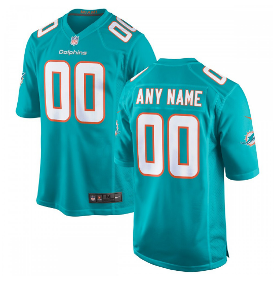 Miami Dolphins Custom Game Jersey - Aqua