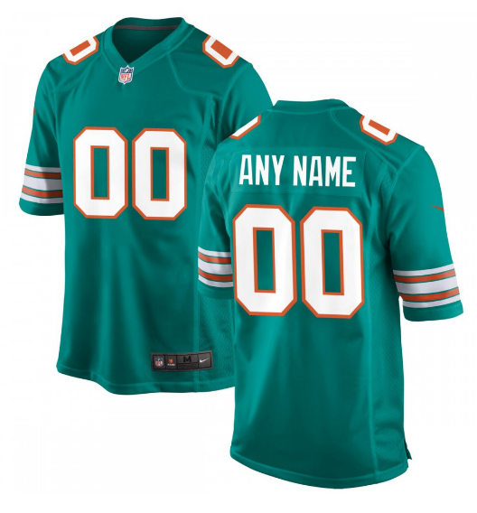 Miami Dolphins Alternate Custom Game Jersey - Aqua