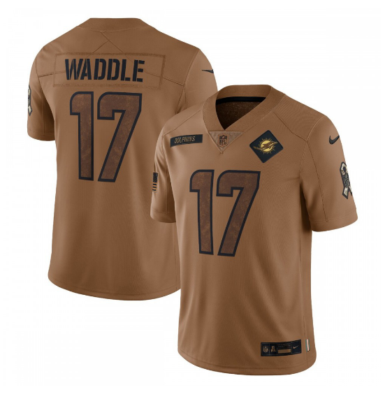 Jaylen Waddle Miami Dolphins 2023 Salute To Service Limited Jersey - Brown