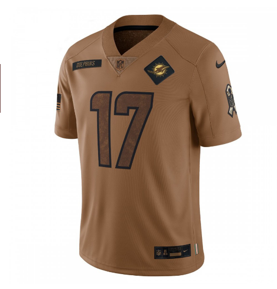 Jaylen Waddle Miami Dolphins 2023 Salute To Service Limited Jersey - Brown