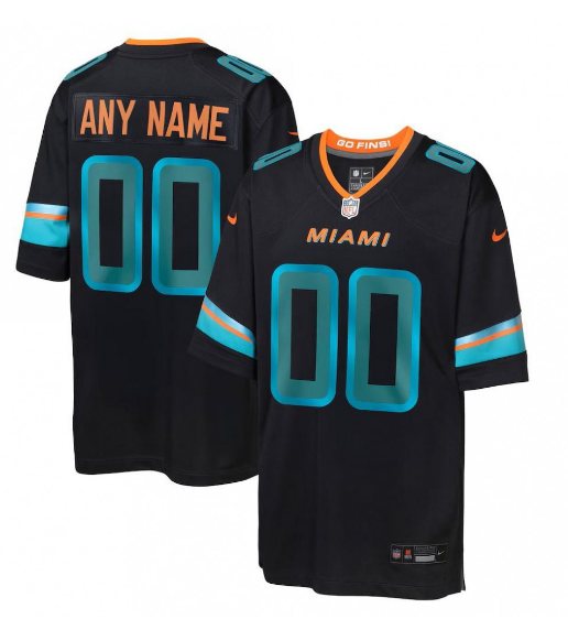 Youth Pitch Blue Miami Dolphins 2025 Rivalries Collection Custom Game Jersey