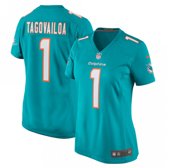 Tua Tagovailoa Miami Dolphins Women's Game Jersey - Aqua