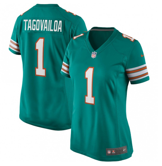 Tua Tagovailoa Miami Dolphins Women's Alternate Game Jersey - Aqua