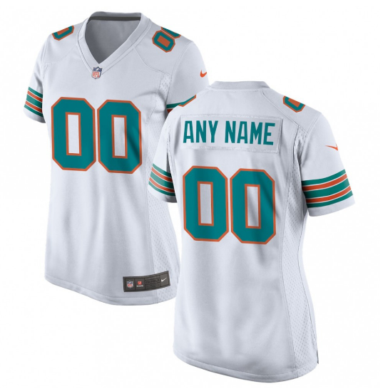 Miami Dolphins Women's Alternate Custom Game Jersey - White