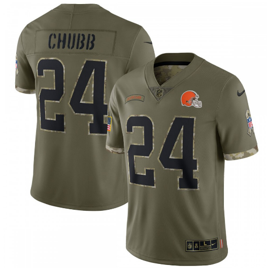 Nick Chubb Cleveland Browns 2022 Salute To Service Limited Jersey - Olive