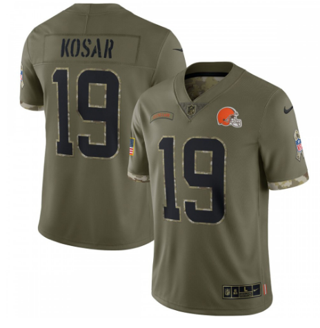Bernie Kosar Cleveland Browns 2022 Salute To Service Retired Player Limited Jersey - Olive
