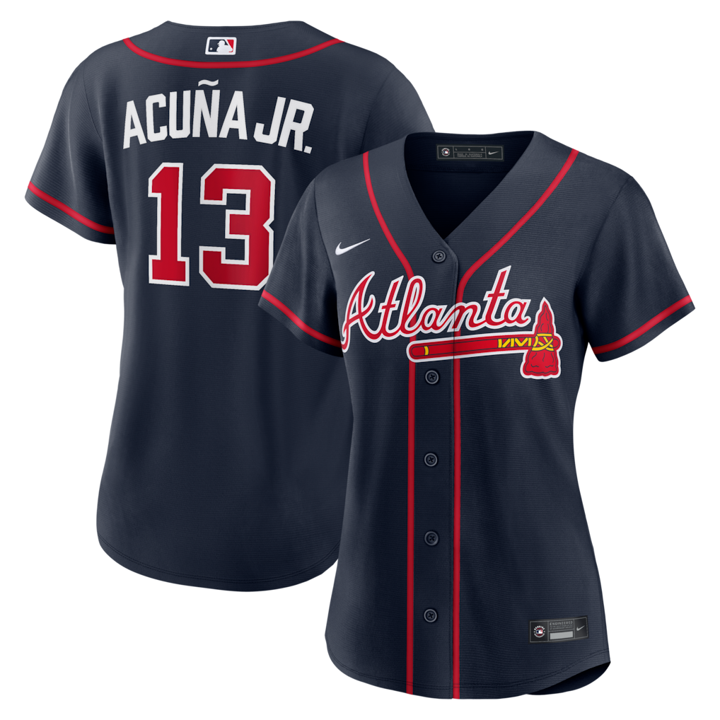 Ronald Acuña Jr. Atlanta Braves Women's Alternate Limited Player Jersey – Navy